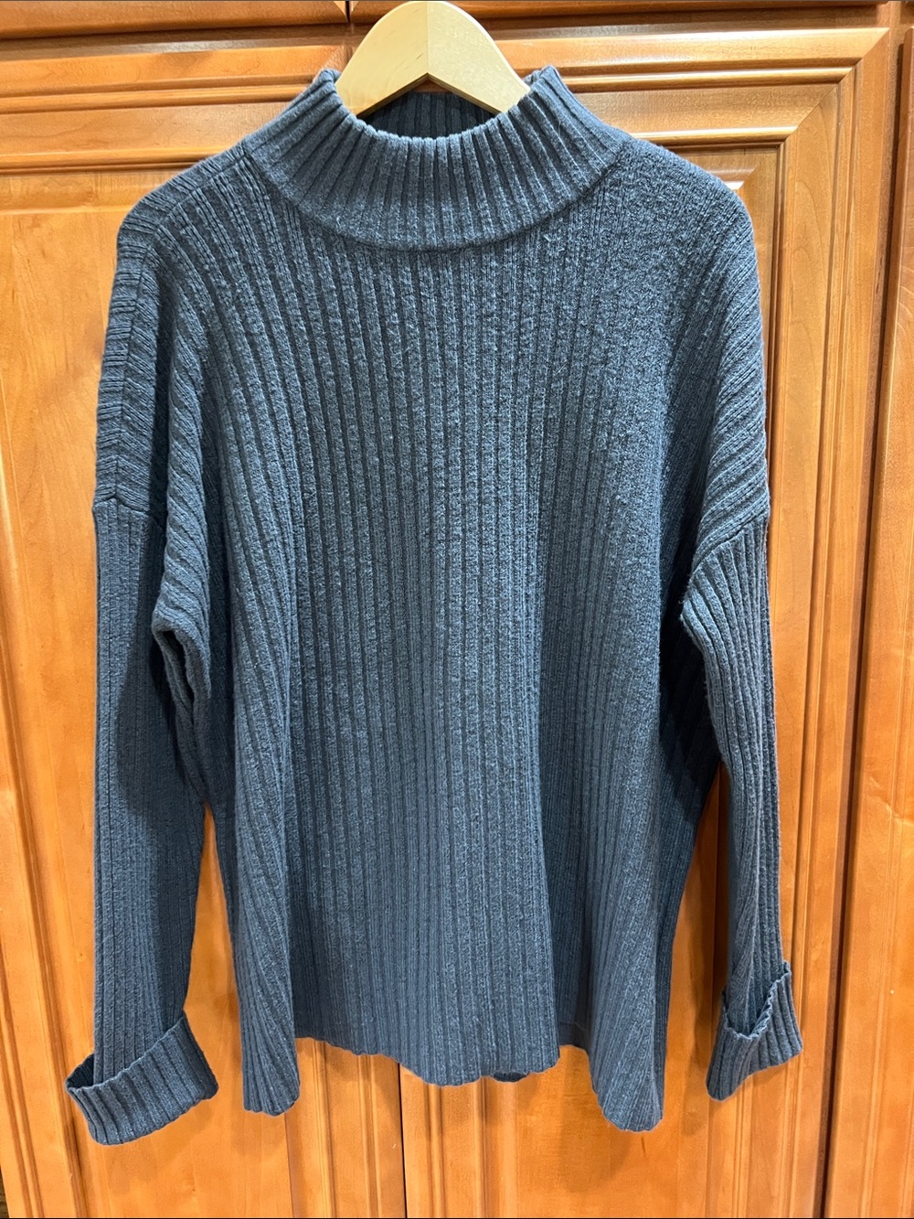 Loft  Ribbed Mock Neck Sweater - Dark Gray